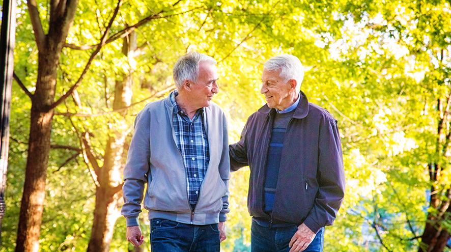 senior couple out on a walk