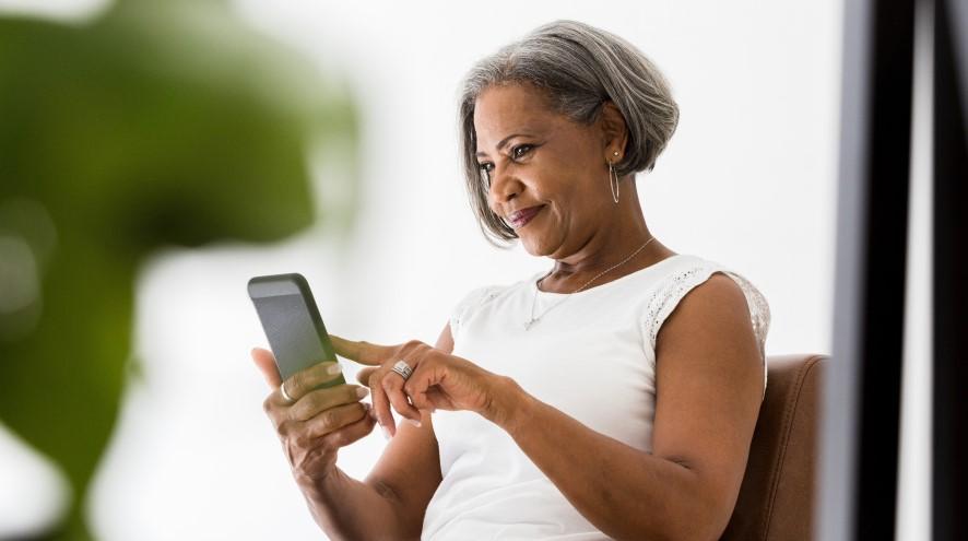 senior woman using her phone