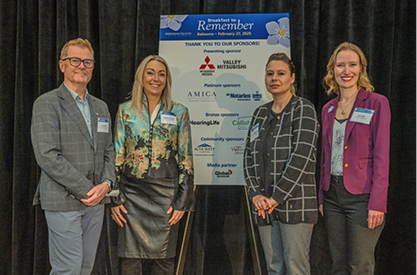Guest speakers with CEO Jennifer Lyle, Breakfast to Remember, Kelowna