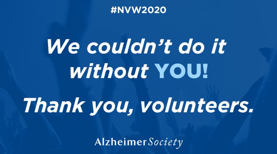 Blue banner that says 'We couldn't do it without YOU! Thank you, volunteers.'