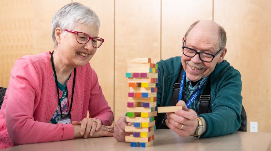 couple playing games during social time