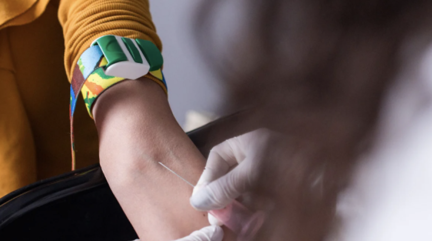 A woman having a blood test 
