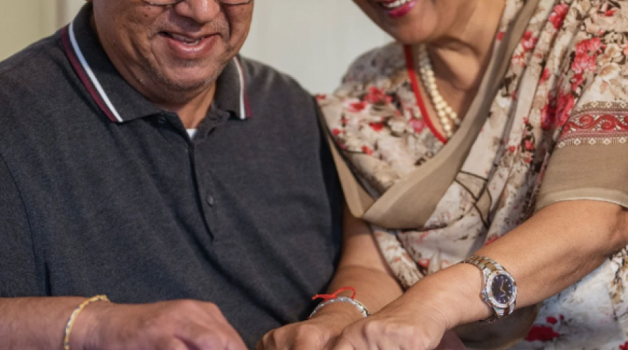 A couple completing a puzzle