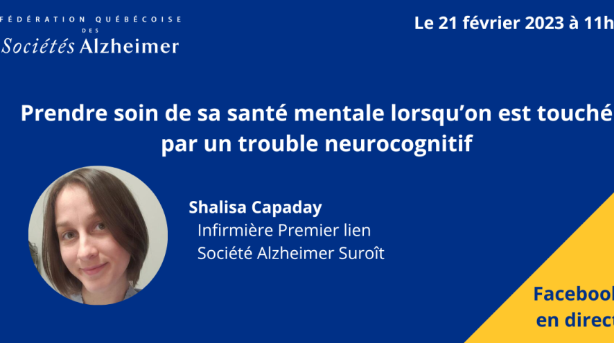 prendre soin de sa santé mentale lorsqu'on est touché par un TCN 21 février 11h sur facebook