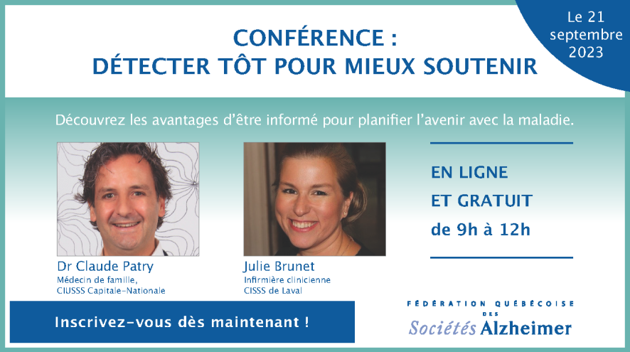 conférence gratuite détecter tot pour mieux soutenir le 21 septembre, sur zoom