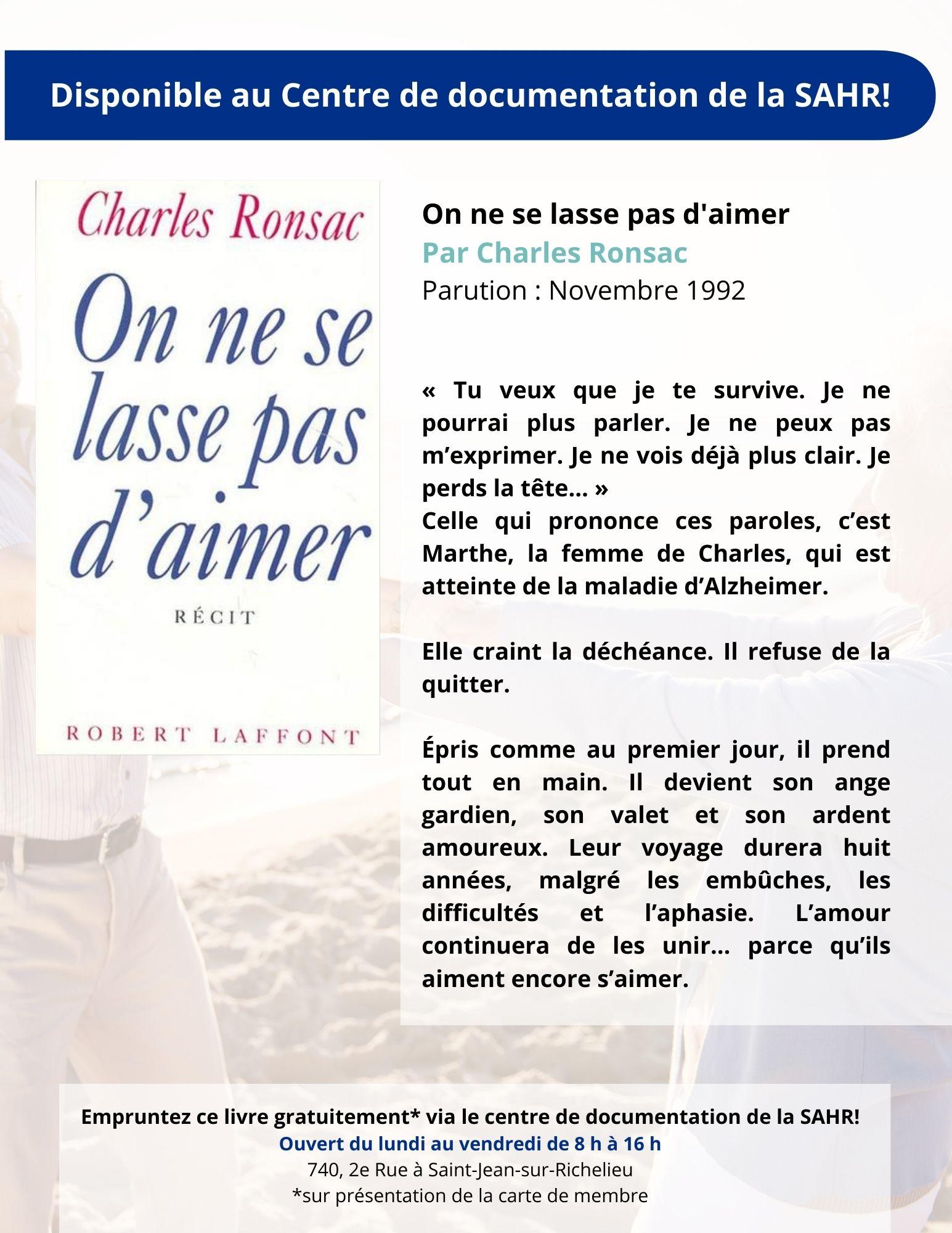 On ne se lasse pas d'aimer par Charles Ronsac