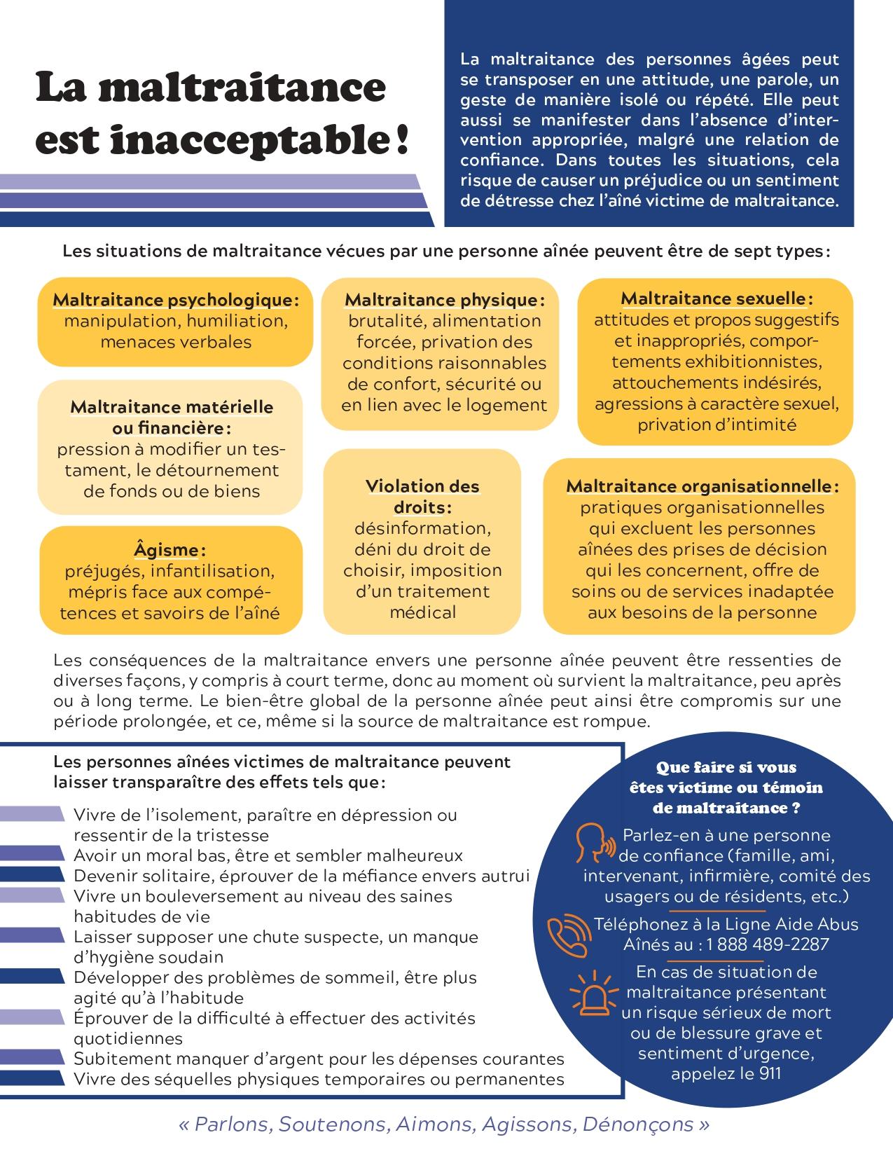 Aide-mémoire : La maltraitance est inacceptable