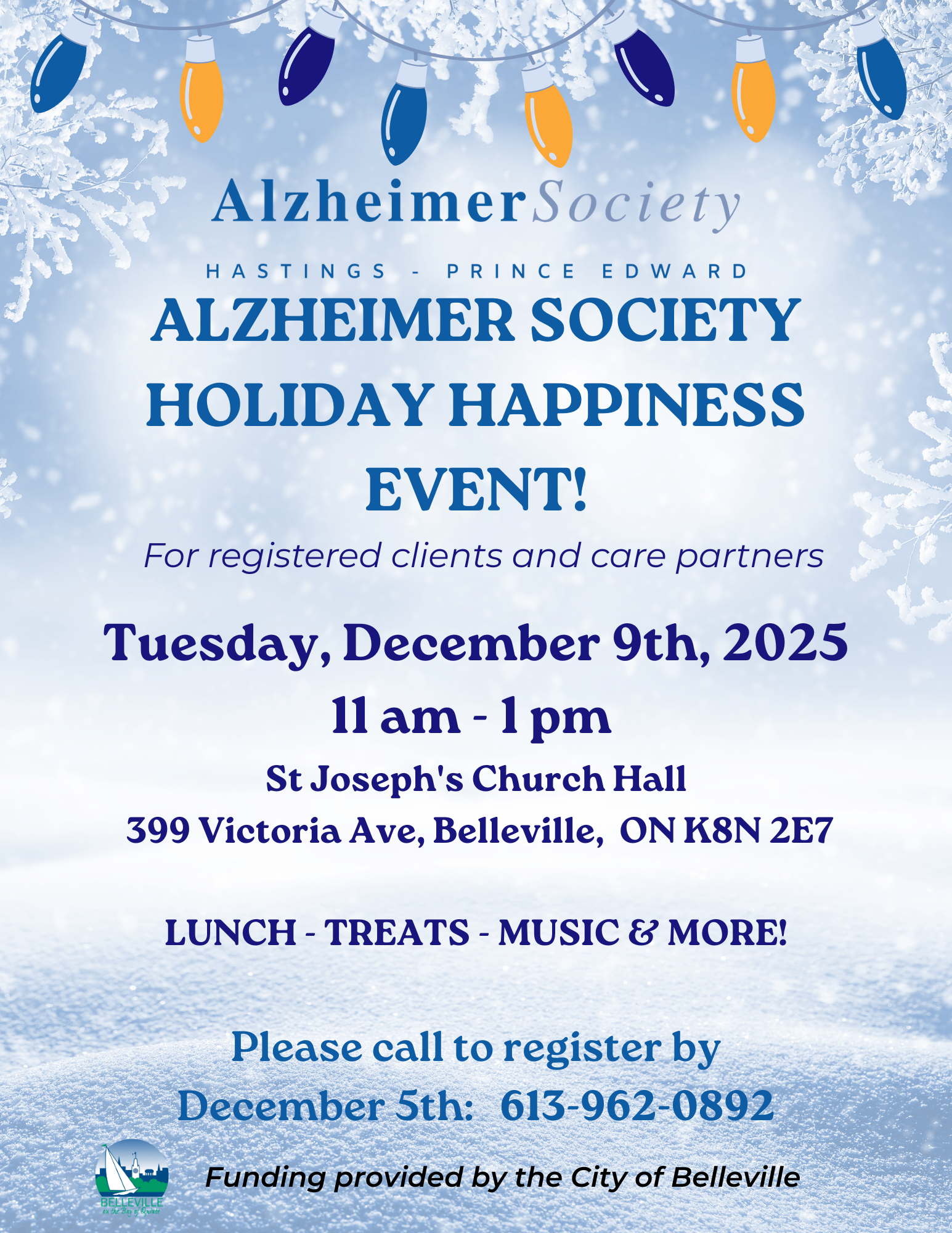 Holiday Happiness Event will be December 9th, 2025