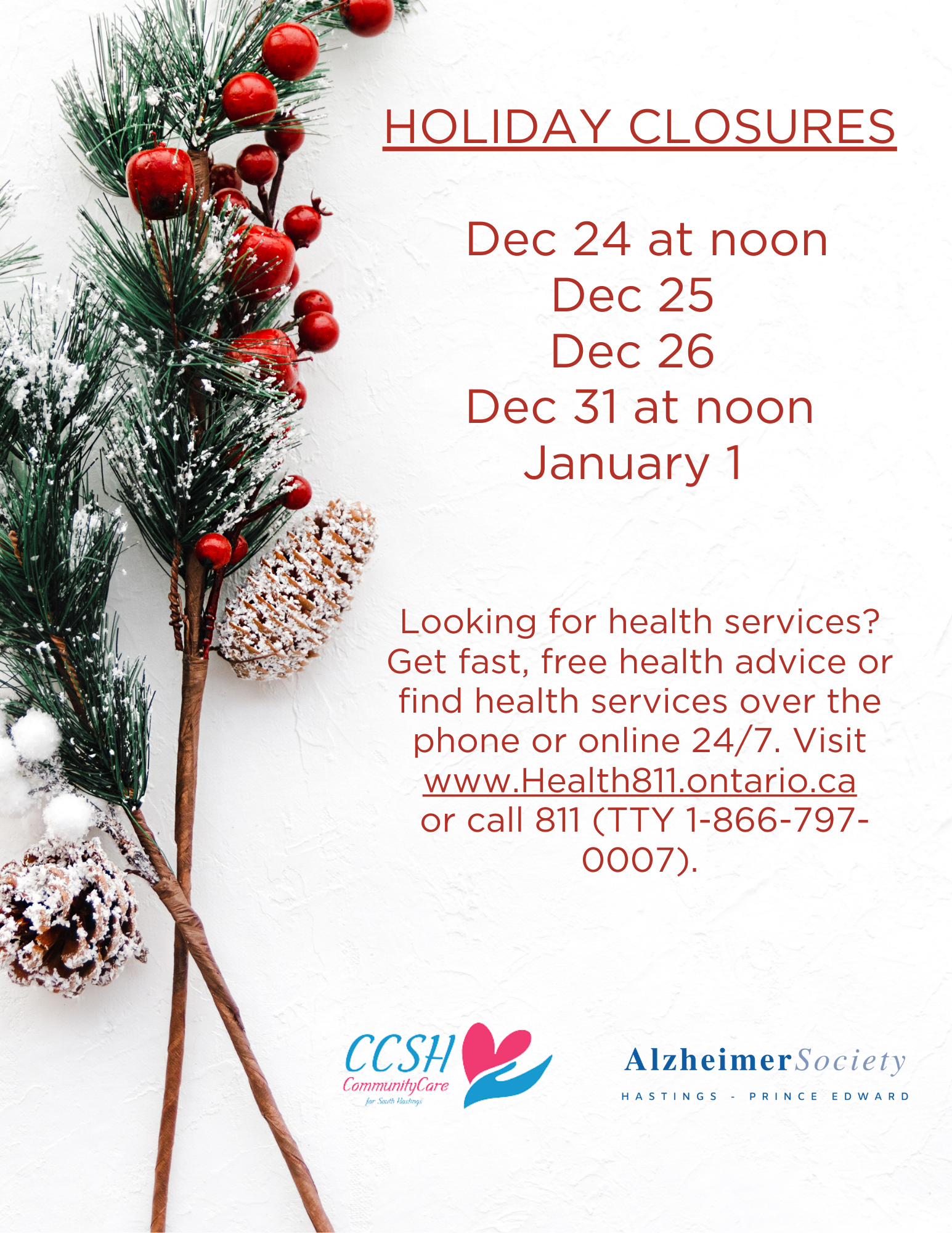 closed dec 24th at noon, dec 25, 26, dec 31 at noon, and jan 1