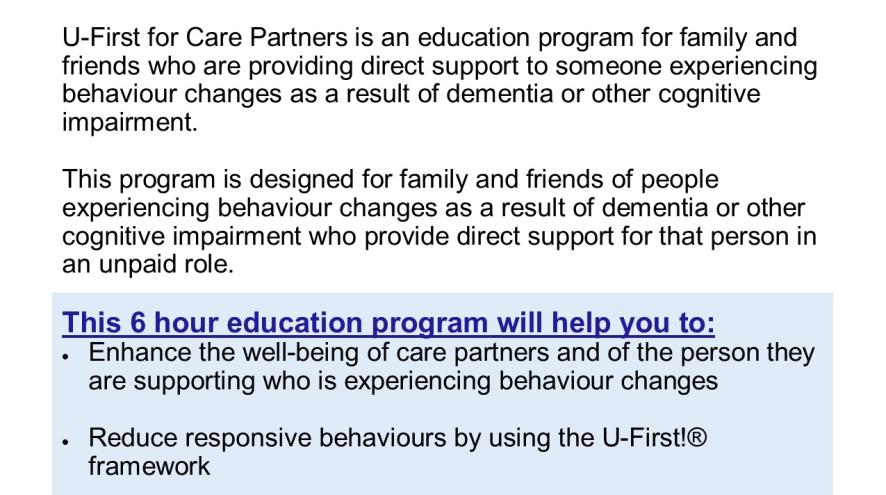 U-First for Care Partners