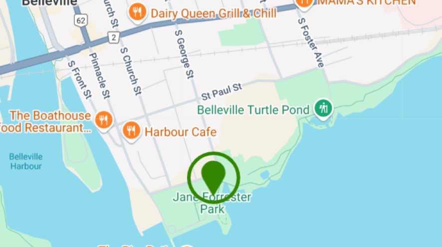Belleville Map showing Jane Forrester Park at South Front St