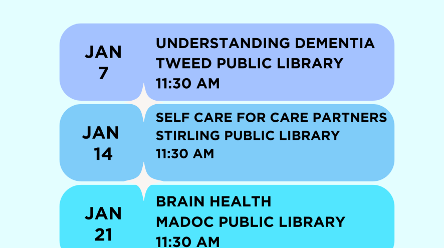 jan 14 stirling library 11:30 am self care for care partners