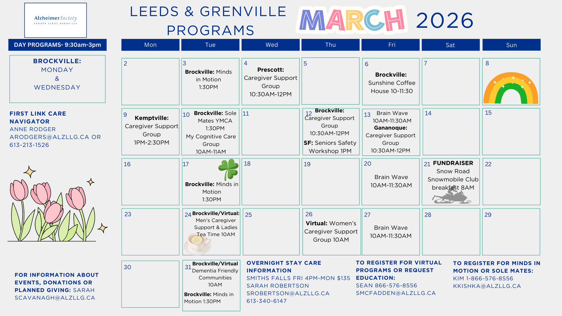 March 2026 Leeds Grenville Calendar