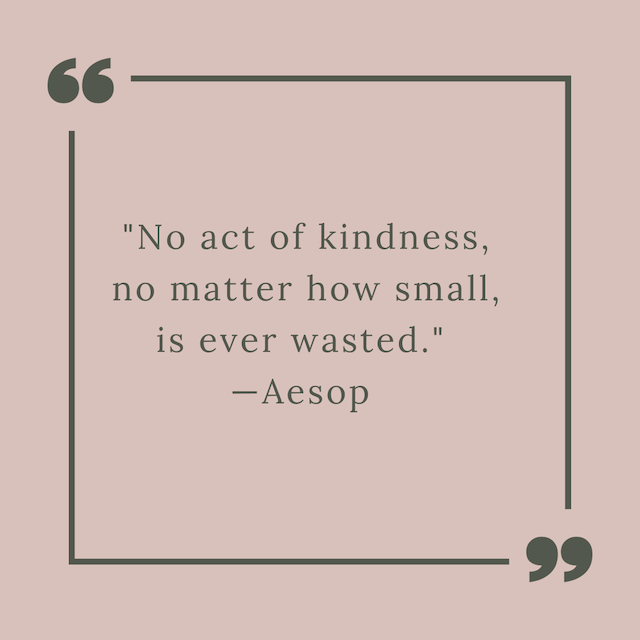 No act of kindness, no matter how small, is ever wasted. —Aesop