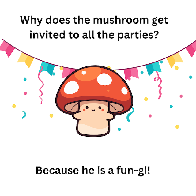Why does the mushroom get invited to all the parties? Because he is a fungi!