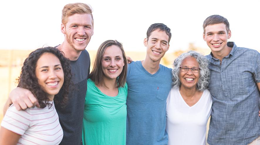 Group of smiling friends.