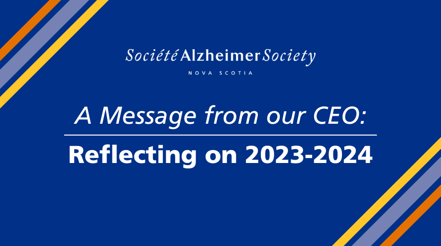 White text on a blue background reads, "A message from our CEO: Reflecting on 2023-2024
