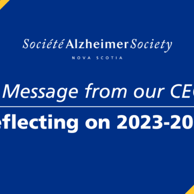 White text on a blue background reads, "A message from our CEO: Reflecting on 2023-2024