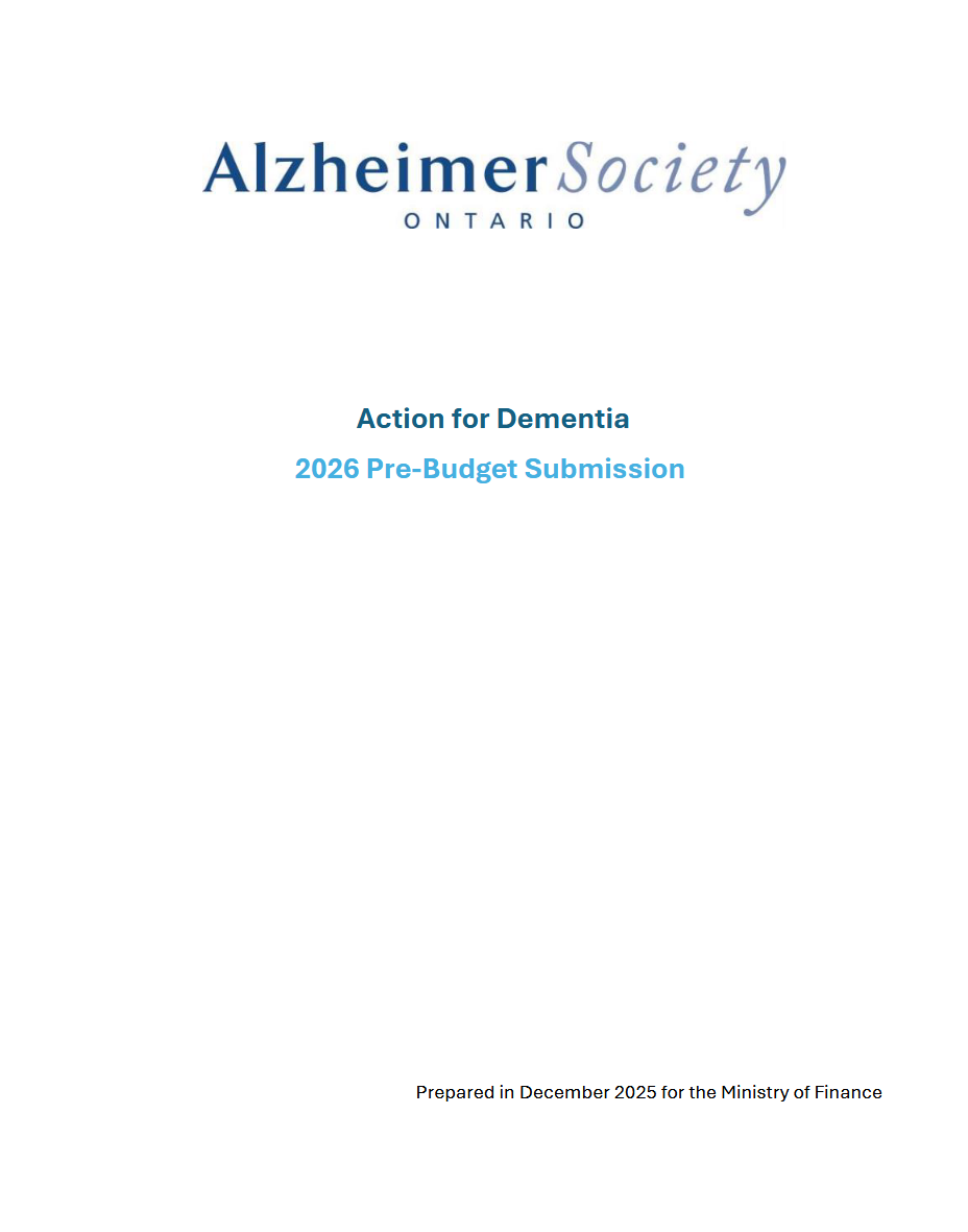 Alzheimer Society of Ontario - Action for Dementia - 2026 Pre-Budget Submission