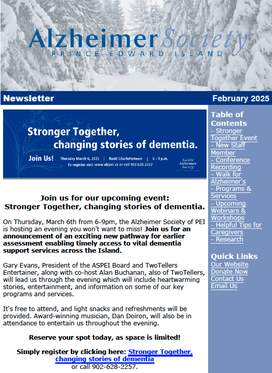 Front page of newsletter