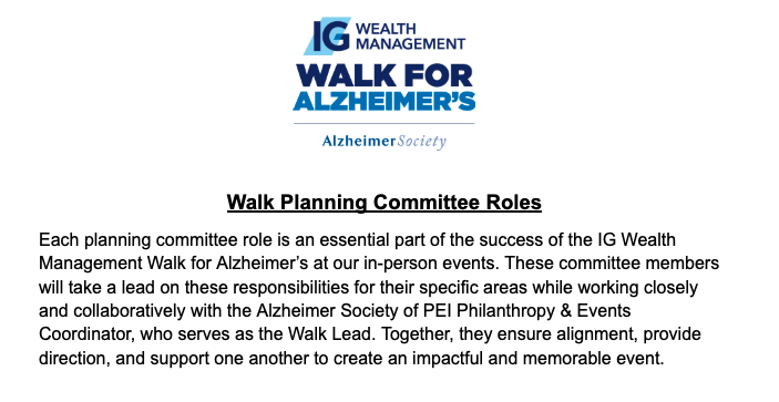 Walk Committee Job Description