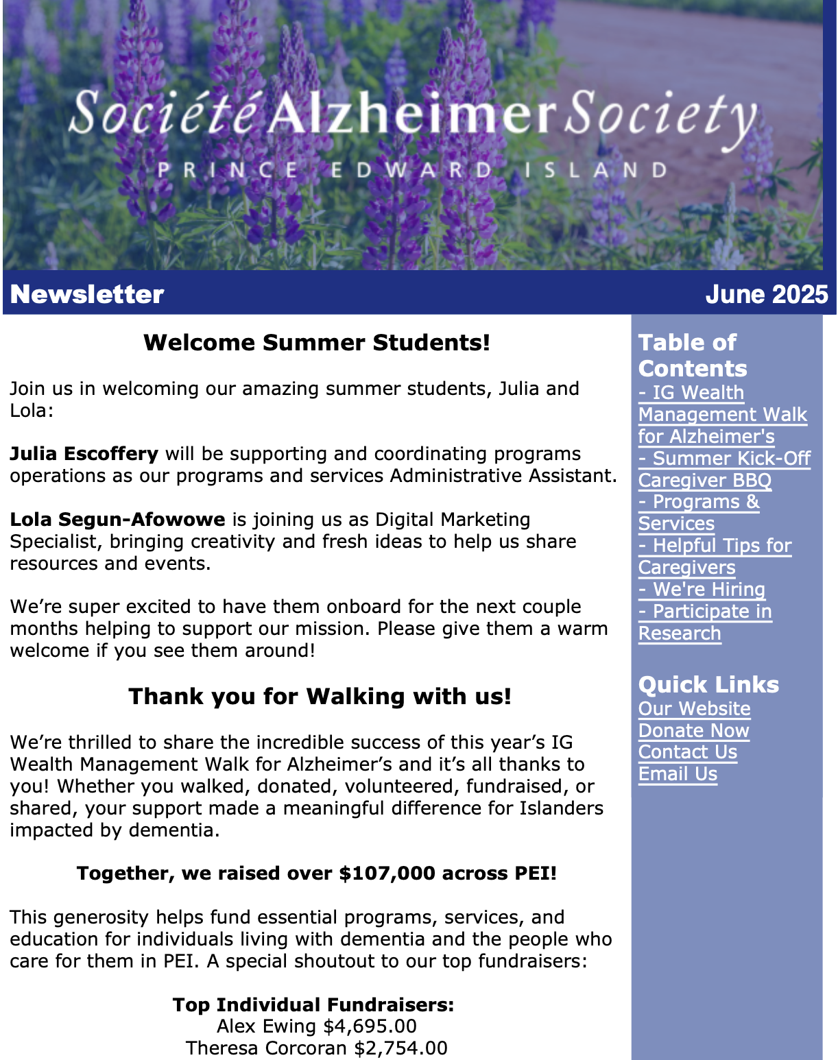 Newsletter cover photo