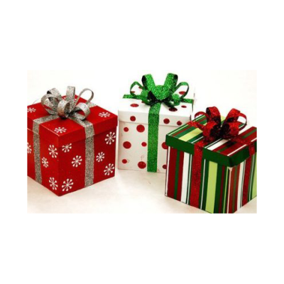 Three gifts wrapped with bows