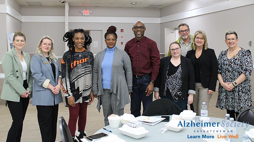 A group of our stakeholders pictured with our Public Awareness Coordinator and Dementia Community Coordinator after a luncheon.