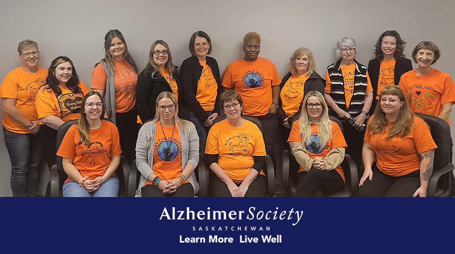 Our provincial office staff members all wearing orange shirts for the National Day for Truth and Reconciliation.