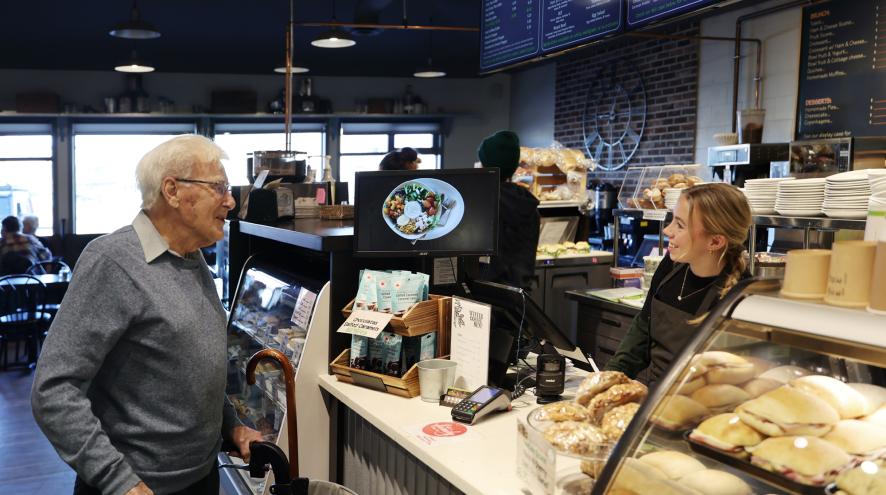 older man in coffee shop