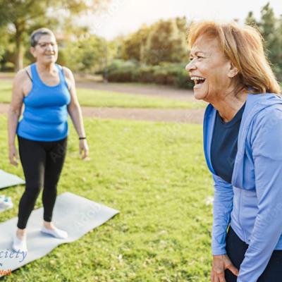 people outdoors exercising