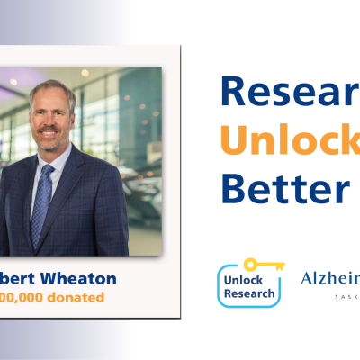 A man in a polaroid frame next to the text, "Research Unlocks Better Care."
