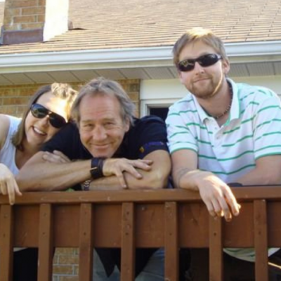 Photo of Theresa and Steven with their dad Randy, who lives with dementia