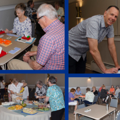 Collage of images from the Aurora Bridge Club's Longest Day fundraiser for AS York